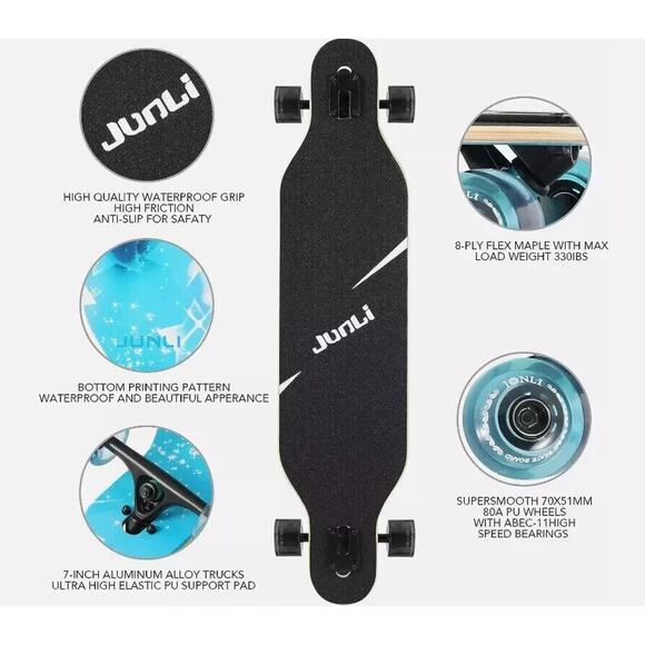 Junli 41 Inch Freeride Skateboard Longboard Complete Skateboard Cruiser - Picture 1 of 5